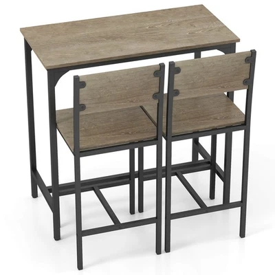 3 Piece Bar Table & Chair Set Kitchen Table w/ 2 Bar Stools for Small Space - Image 1 of 4