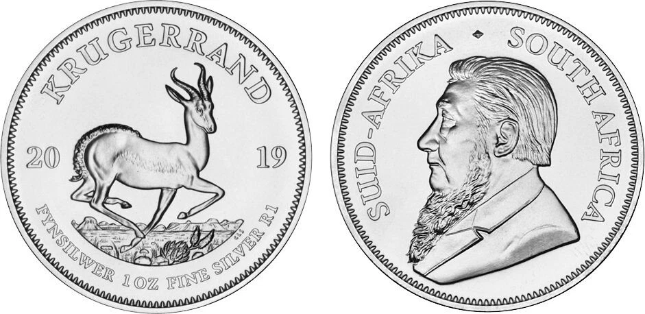 SÜDAFRIKA BU Silber 1 oz 2019 KRÜGERRAND / Springbock - Bild 1 von 1