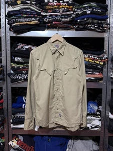Vintage 90’s Levis Western Wear Cowboy Retro Button Beige Men’s Shirt Size M - Picture 1 of 13