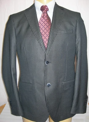 Blazer Brioni Bianco Para Hombre Azul Negro Alto Twist Super Fino Biella Modem Fit 36R Foto 1 de 4