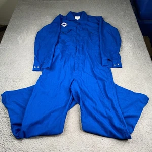 Workrite FR Coveralls Mens 42R Blue Flame Resistant Full Zip Workwear - Picture 1 of 14