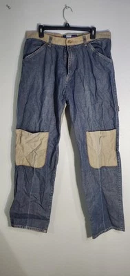 Men's Coogi Down Under Denim Blue Tan Jeans 36 34 With Knee Pockets Hammer Loop - Image 1 of 4
