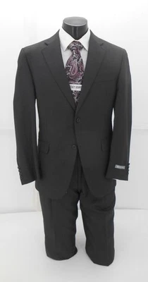 Hickey Freeman  Solid Charcoal Gray Men's Suit 100% Wool $199.99 40S/34W - Image 1 of 4
