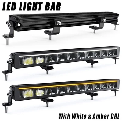 22 32 42 52"inch LED Light Bar Amber White DRL Driving Fog Work Offroad ATV 4X4 - Image 1 of 4