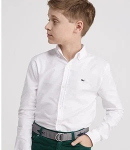 Vineyard Vines Boys Oxford Whale Shirt Button Down Long Sleeve White Large (16) - Picture 1 of 7