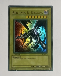 Yugioh Drago Nero Occhi Rossi LOB-070 1° Edizione Nord America Ondulata Sbiadita - Foto 1 di 18