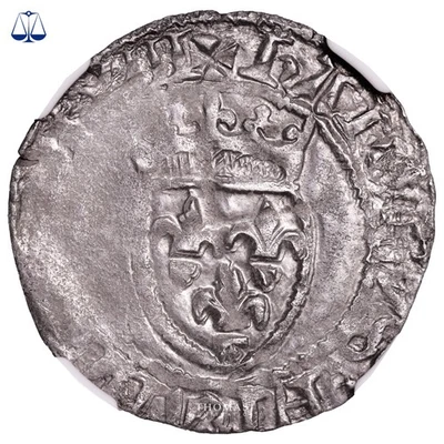 Charles VII - Blanc à l’écu Mont-Saint-Michel NGC AU 58 chenevière treasure - Image 1 of 4