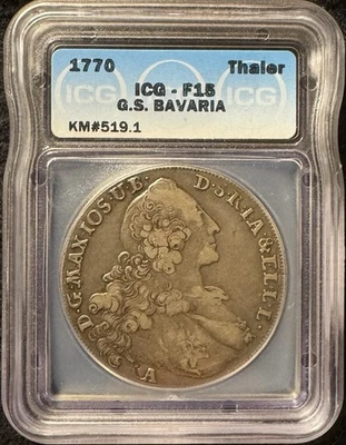 1770 German States 1 Thaler Electorate of Bavaria Maximillian III Joseph - Image 1 of 2