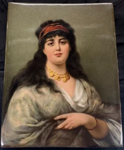 Antique 19th Century KPM Berlin Porcelain Portrait Porcelain Plaque of a Lady - Picture 1 of 4