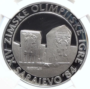 1983 YUGOSLAVIA Olympic Radimlja Tombs SARAJEVO PF Silver 250 D Coin NGC i105694 - Picture 1 of 5