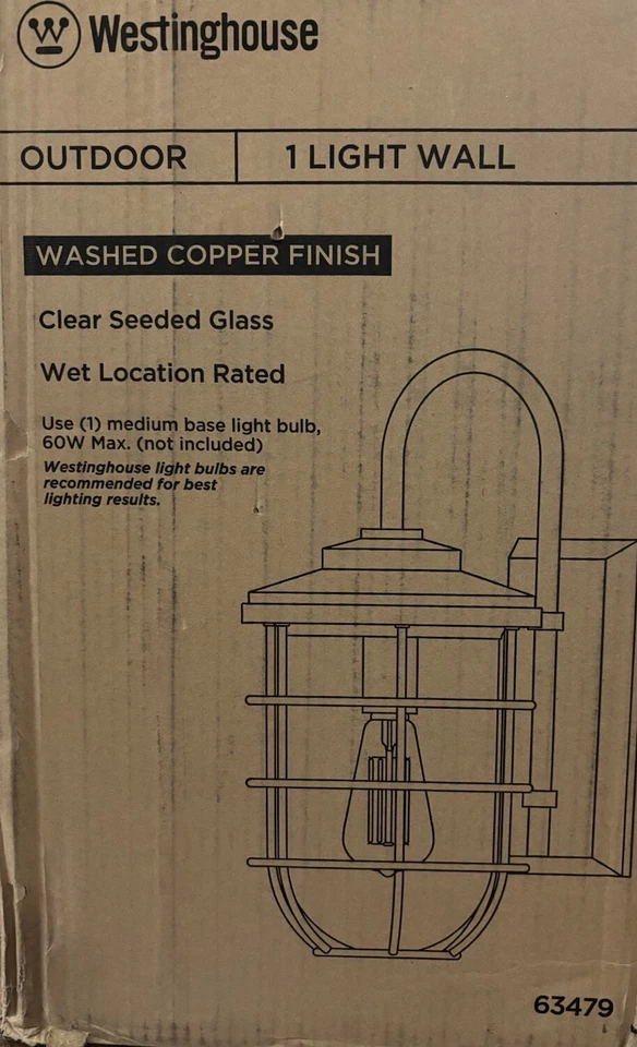 Westinghouse 6347900 Ferry 1-ламповый уличный настенный светильник из промытой меди ЧИТАЙТЕ - Изображение 1 из 4