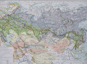 Asia Central Unión Soviética Mongolia 1925-8 temático comercio económico mapa a color - Imagen 1 de 4