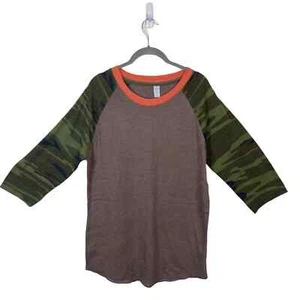 Alternative Earth Camo Baseball RInger T-Shirt Women's Size XL Gray Super Soft - Picture 1 of 11
