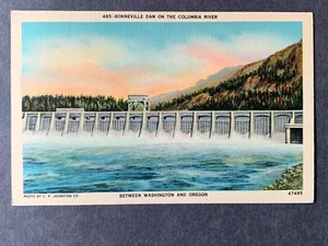 Bonneville Dam On The Columbia River OR Linen Postcard H1231080706 - Picture 1 of 3
