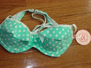 SO Authentic American Heritage Junior Sz Small Turquoise W/White Dots Top - Picture 1 of 2