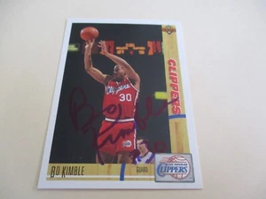 BO KIMBLE 1991-92 CUBIERTA SUPERIOR NBA BALONCESTO TARJETA COLECCIONABLE FIRMADA IP - Imagen 1 de 1