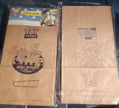 Paquetes abiertos almuerzo golosina fiesta rellenos bolsas de papel 11 Diego Go y 14 Toy Story 2011 Foto 1 de 4
