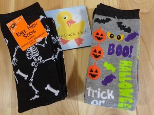 Calcetines de Halloween Damas 2 Par Tamaño 9-11 Esqueletos hasta la rodilla Truco o trato  - Imagen 1 de 3