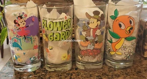 2021 Disney Parks EPCOT Flower & Garden Festival Passholder 4 Glass Complete Set - Picture 1 of 2