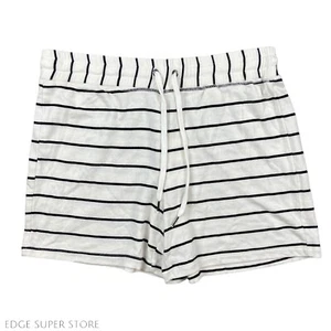 Splendid White Black Drawstring Gym Striped Modal Mini Casual Shorts Size Medium - Picture 1 of 5