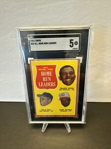 Willie Mays Frank Robinson 1962 Topps Card #54 N L Home Run Leaders  SGC 5
