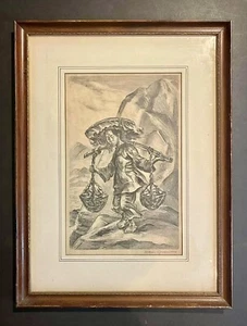 Litografia Marion Greenwood vintage firmata a matita edizione limitata "Coolie Woman" - Foto 1 di 4