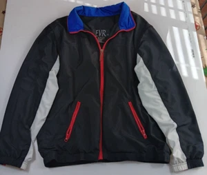 EVR Sport Windbreaker Jacket Womens Large M Black Retro Full Zip Long Sleeve - Picture 1 of 8