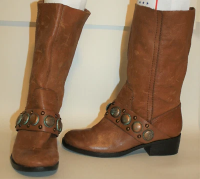 Nine West 5 коричневые кожаные ботинки медные запонки Western Kelianer Moto - Изображение 1 из 4