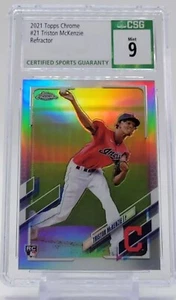 TRISTON MCKENZIE 2021 TOPPS CHROME ROOKIE REFRACTOR INDIANS RC CSG 9 Q1975 - Picture 1 of 2
