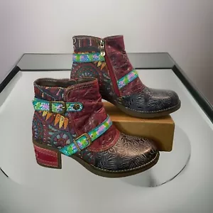 SOCOFY Boho Botines EE. UU. 8,5/9m EU 39) Botín Patchwork Floral Multicolor - Imagen 1 de 16