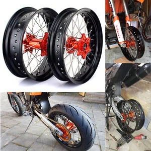 Supermoto 17" Complete Wheels Rims for KTM 125-540 XC EXC SX-F SX SXS XC-W 03-22 - Picture 1 of 9