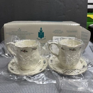 Partylite Holly Leaf Candle Holders P7257 Christmas Holiday Decor New in Box - Picture 1 of 6