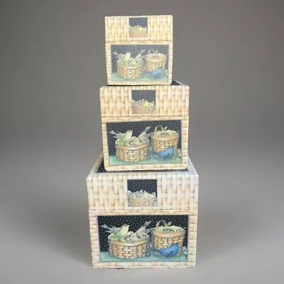 Bob's Boxes Birds & Baskets  by Shelly R. Smith Szs 4''X4'' & 3''X 3'' 2.5”x2.5” - Image 1 of 4