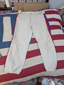 Vintage 70s Baseball Pants Size 38 Harv-Al White Blue Red Stripe - Imagen 1 de 4