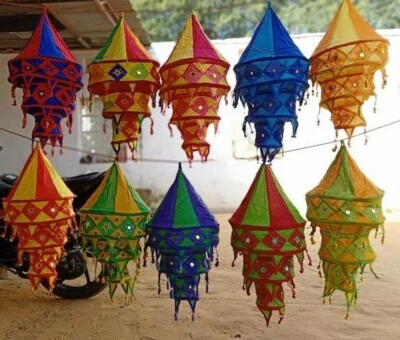10 Pcs of Hanging Lamps Handmade Collapsible Lamps Lights Home Lantern Gifts - Image 1 of 4