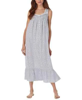 Camisón Eileen West Gris Ditsy Floral Sin Mangas 100% Algodón Césped Ballet S Foto 1 de 4