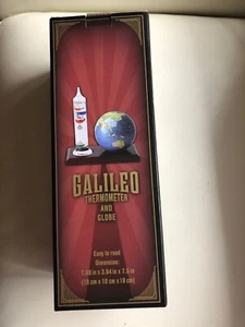 Termómetro de vidrio Galileo globo escritorio soporte bandeja madera de cerezo base ciencia - Imagen 1 de 6