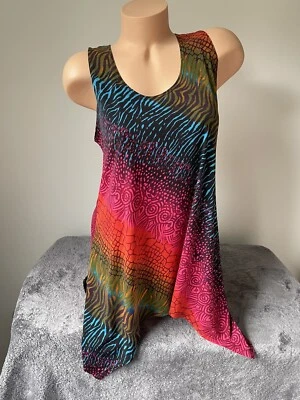 Camiseta sin mangas Jostar talla S artística con estampado de animales mordedura de tiburón dobladillo colorida 4833 Foto 1 de 4