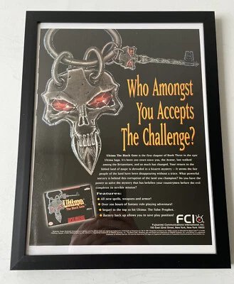Vintage Ultima Black Gate Super Nintendo SNES Framed Poster Ad Art 9x12 Original - Image 1 of 3
