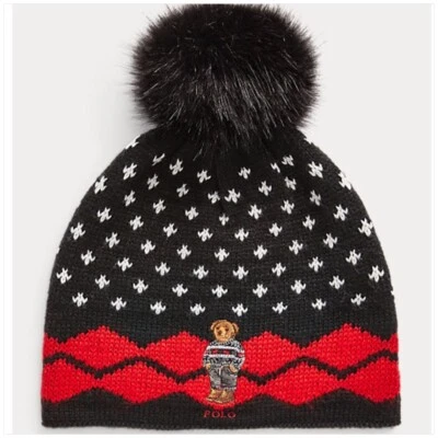 Polo Ralph Lauren Fair Isle Polo Bear Pom-Pom sombrero O/S Nuevo con etiquetas mezcla de lana uni Foto 1 de 4