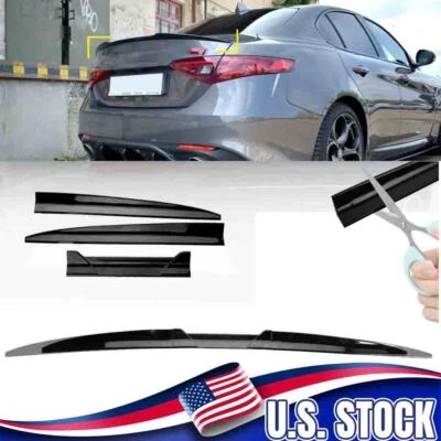 Rear Trunk Spoiler Wing Lip for Alfa Romeo Giulia Sedan 2015-2024 Glossy Black - Image 1 of 4