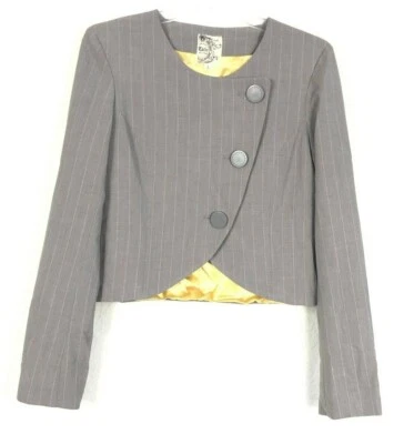 Blazer corto Anthropologie de tul para mujer talla L asimétrico con botones CAK   Foto 1 de 4