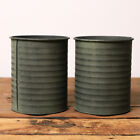Brand New Unused B Green Ida Moss Green Rustic Tin Can Plant Pot Set of 2