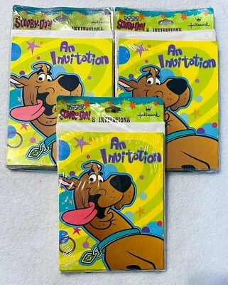 Лот из 3 приглашений Hallmark Scooby-Doo 8 карт, конверты в упаковке 24 всего винтажный - Изображение 1 из 3