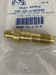 NP-756 Inlet Nipple 14-4 CGA 346 Air Nipple Oxy Medical, 1/4" NPT, 2" long - Picture 1 of 4