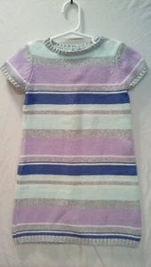 Little Girls Crazy 8 Size 4 Purple & Silver Striped Sweater Dress with Sparkles - Picture 1 of 10