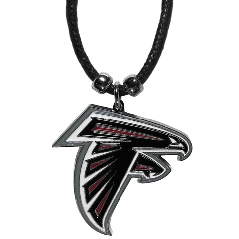 Atlanta Falcons Necklace Black Cotton Cord Large Metal Pendant Fan NFL Football Cover