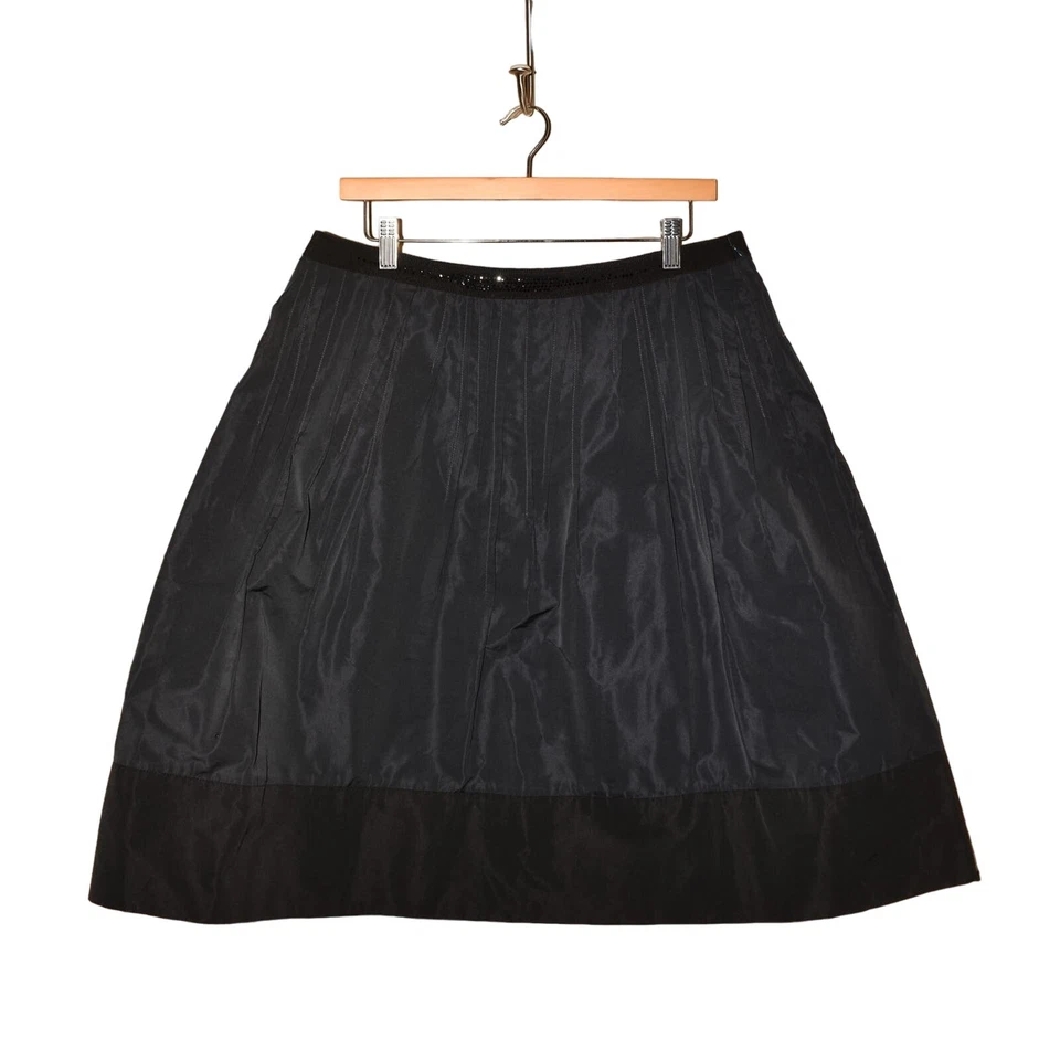 Falda LIDA BADAY NUEVA $650 Mezcla Seda Estrás Pintuck Línea A Medianoche Talla 12 Foto 1 de 4