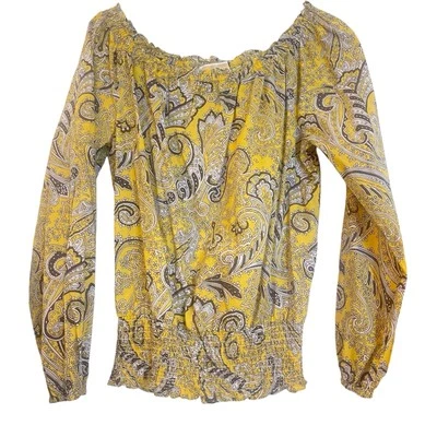 Top Michael Kors amarillo para mujer cachemir fuera del hombro algodón Foto 1 de 4