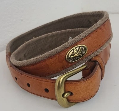 Cinturón de pato vintage de cuero genuino y latón 36-90 Foto 1 de 4